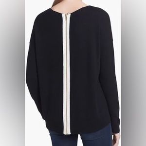 Halogen Black Zip Back Wool Cashmere Sweater